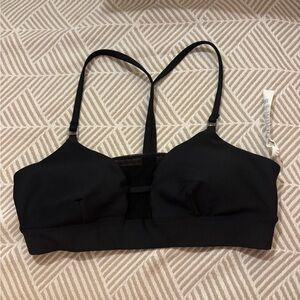 Alo Women's Black sports bra Medium, w/ padding support mesh racerback like new